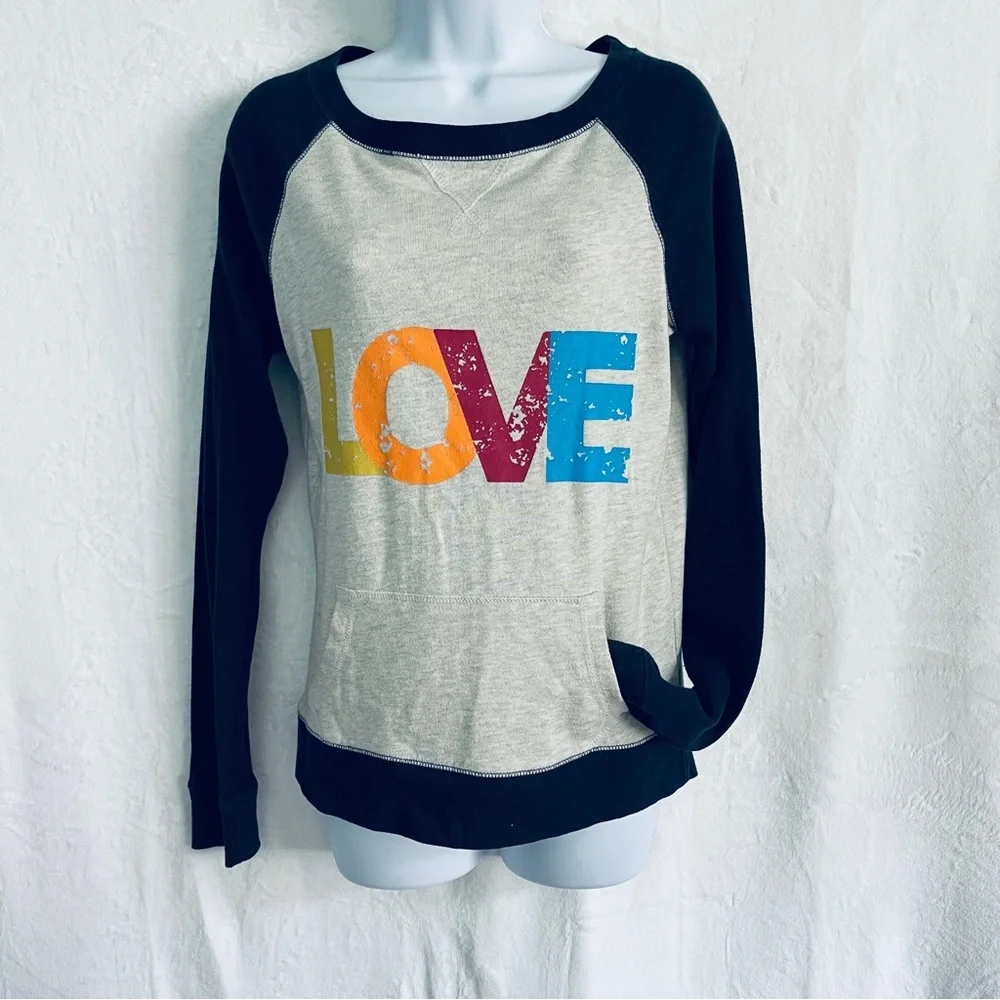 LOVE Graphic Lettering Raglan Long Sleeve Sweatshirt